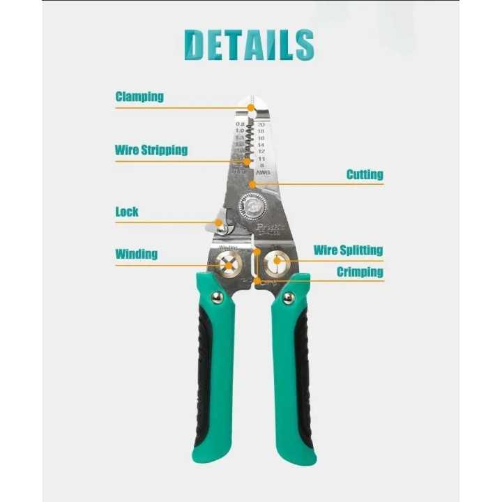 Cleste sertizat /dezizolat 190mm multifunctionala 6in1 CP-406S Pro`sKit
