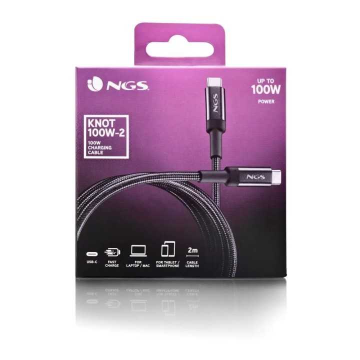 Cablu USB-C - USB-C NGS KNOT 100W-2 2m 100W negru