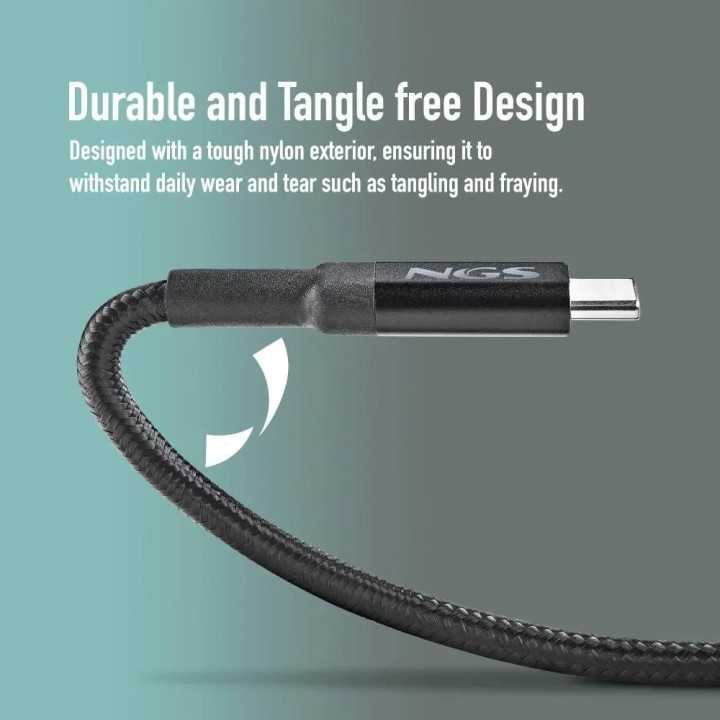 Cablu USB-C - USB-C NGS KNOT 100W-2 2m 100W negru