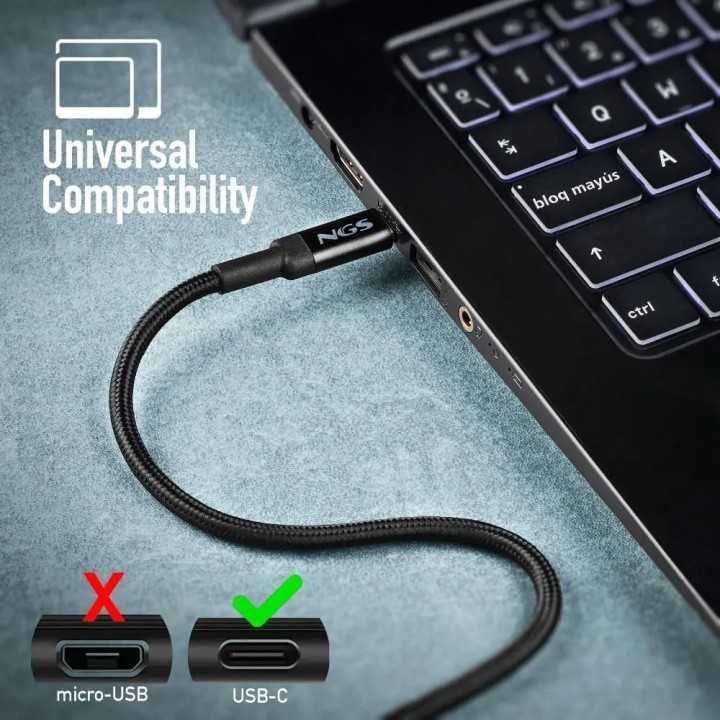 Cablu USB-C - USB-C NGS KNOT 100W-2 2m 100W negru