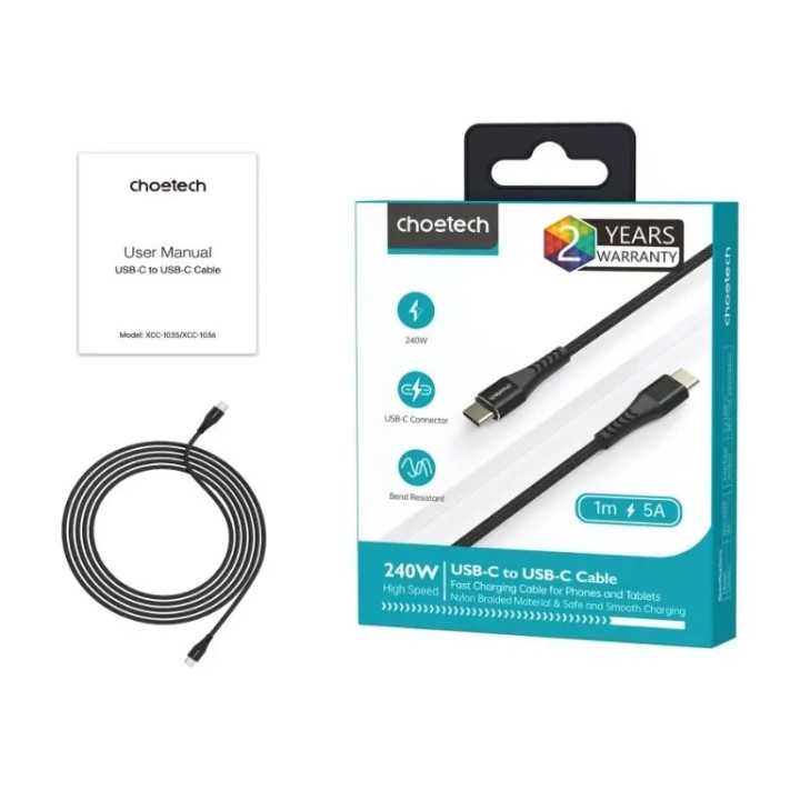 Cablu USB-C - USB-C Choetech XCC-1035 48V/5A 240W PD3.1 1m negru