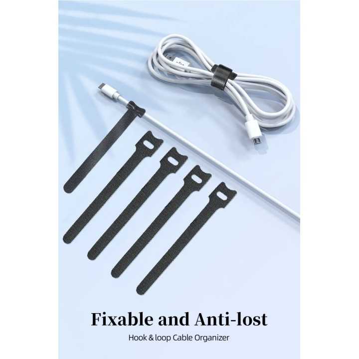 Set organizator de cabluri Banda Velcro Well 150mm x 12mm 25buc negru ORG-CABLE-T0225BK-WL