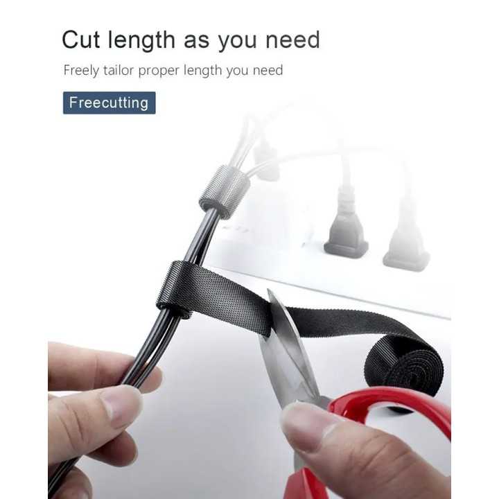 Organizator de cabluri Banda Velcro Well 3m x 1.5cm negru ORG-CABLE-T0103BK-WL