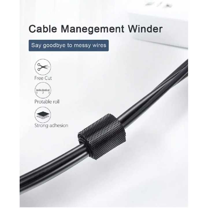 Organizator de cabluri Banda Velcro Well 3m x 1.5cm negru ORG-CABLE-T0103BK-WL