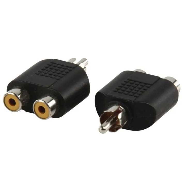 Set adaptor RCA tata - 2x RCA mama 2 bucati Well AC-016-BW