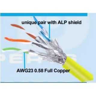 Cablu Ted Wire Expert SFTP Cat7 cupru integral 0.58 23AWG LSZH FlukePass galben 10m TED006387-10