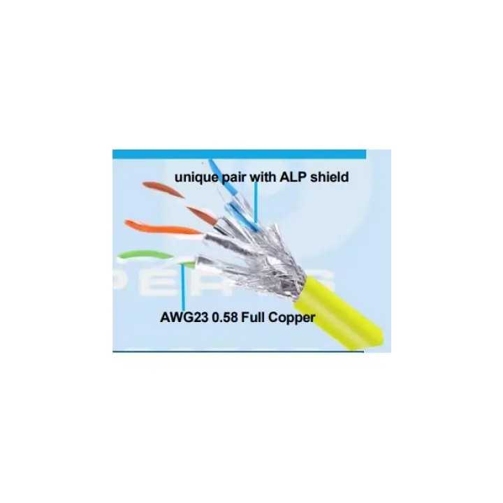 Cablu Ted Wire Expert SFTP Cat7 cupru integral 0.58 23AWG LSZH FlukePass galben 50m TED006387-50