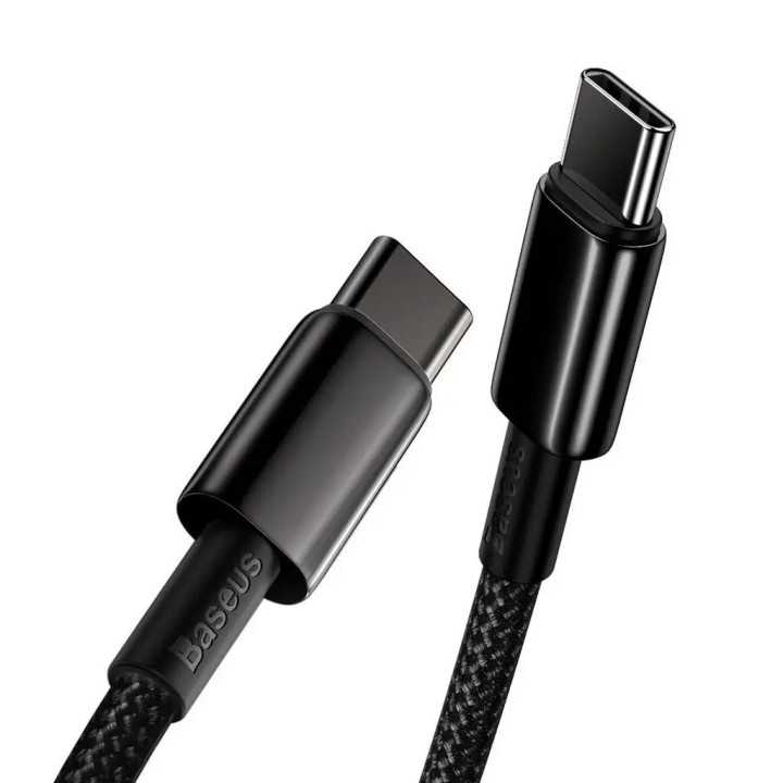Cablu alimentare si date Baseus Tungsten Gold Fast Charging USB Type-C - USB Type-C 100W braided 1m negru CATWJ-01