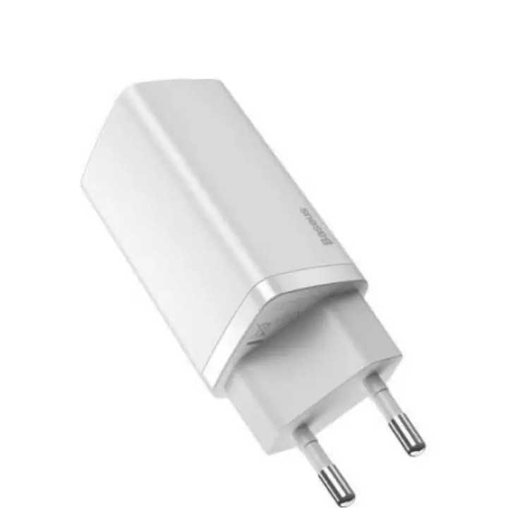 Incarcator retea Baseus GaN2 Lite Quick Charge 65W 1x USB 5V/3A 1x USB Type-C 5V/3A alb CCGAN2L-B02