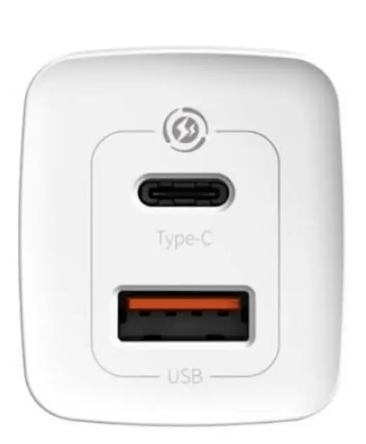 Incarcator retea Baseus GaN2 Lite Quick Charge 65W 1x USB 5V/3A 1x USB Type-C 5V/3A alb CCGAN2L-B02