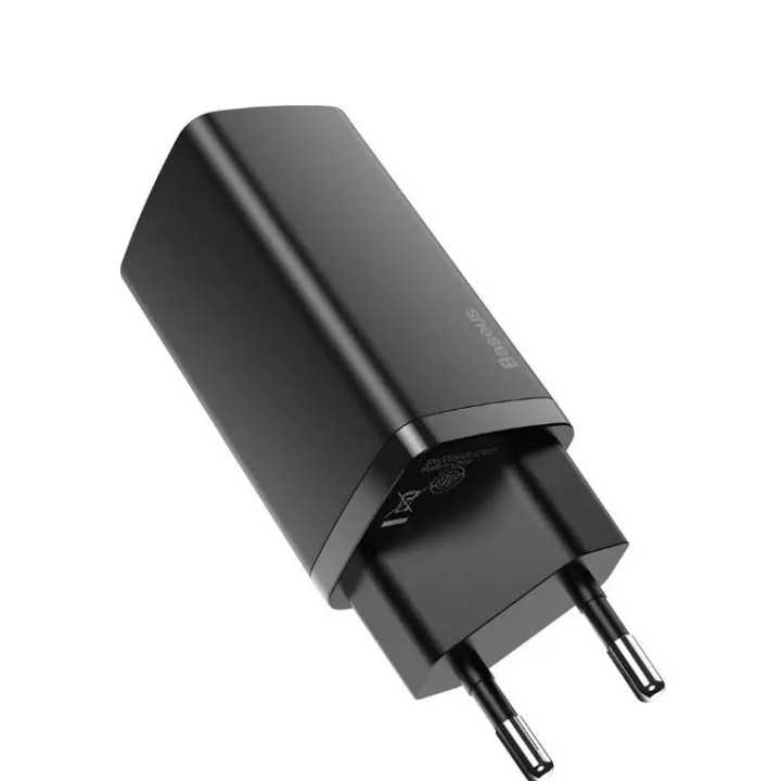 Incarcator retea Baseus GaN2 Lite Quick Charge 65W 1x USB 5V/3A 1x USB Type-C 5V/3A negru CCGAN2L-B01
