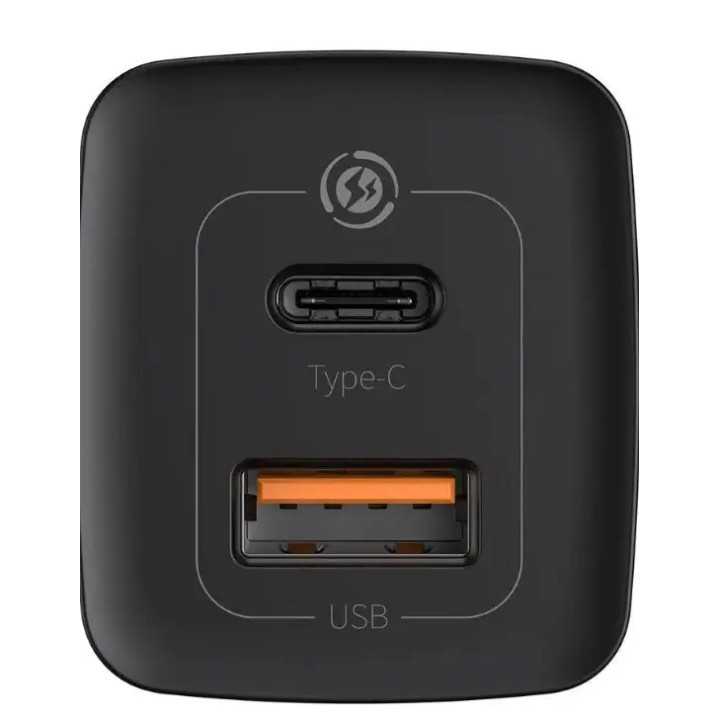 Incarcator retea Baseus GaN2 Lite Quick Charge 65W 1x USB 5V/3A 1x USB Type-C 5V/3A negru CCGAN2L-B01