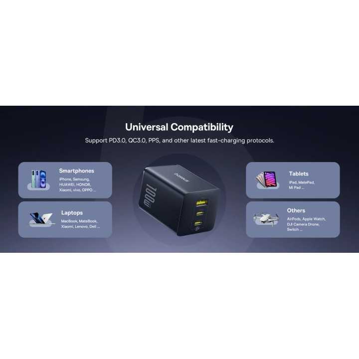 Incarcator retea Baseus EnerFill FE11 Quick Charge 100W 2x USB Type-C 1x USB alb P10182102213-00