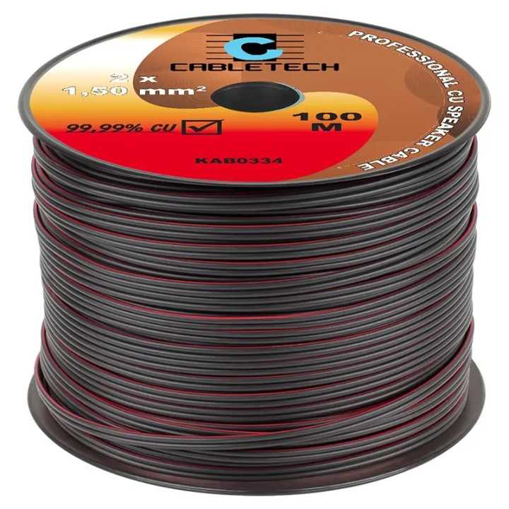 Cablu difuzor 10m rosu-negru 2x1.5mm cupru Cabletech KAB0334-10