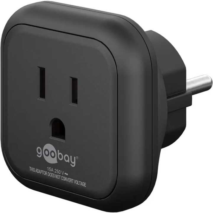 Adaptor de alimentare tip F CEE 7/4 - mama America Japonia tip B NEMA 5-15 3pini 15A Goobay 45350