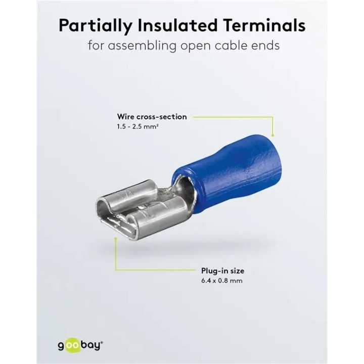 Set 10 papuci conectori mama albastru 6.4x0.8mm Goobay 17004-10