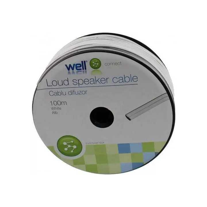 Cablu difuzor 10m CCA alb 2x0.75mm Well LSP-CCA0.75WE-100-WL-10