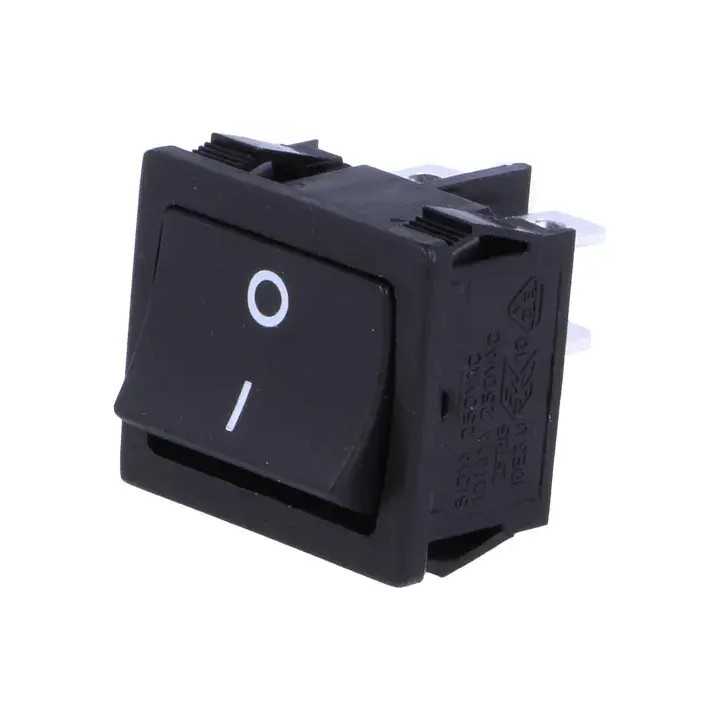 Comutator cu retinere 2 pozitii ON-OFF 6A /250VAC 22x19.6 mm negru SCI R13-33A-02-BB-2D