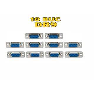 Set 10 conectori SUB-D SERIAL RS232 9 pini mama CONNFLY DS1033-09FUNSISS-CT-10