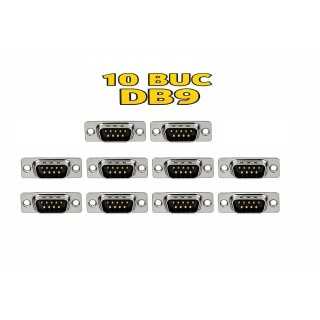 Set 10 conectori SERIAL tata D-Sub 9 pini lipire pe cablu 5A CONNFLY DS1033-09MUNSISS-10