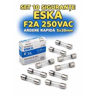 Set 10 sigurante ESKA F2A 250VAC ardere rapida 5x20mm 520.620-10