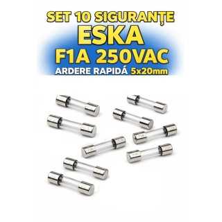 Set 10 sigurante F1A 250VAC ardere rapida 5x20m ESKA 520.617-10
