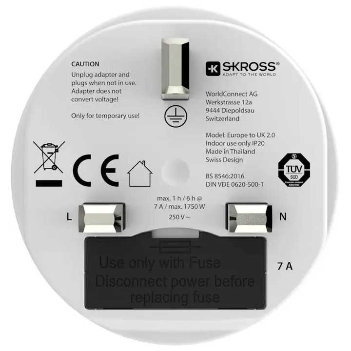Adaptor priza Europa - UK 100V-700W /250V-1750W Skross 1.500230C-E