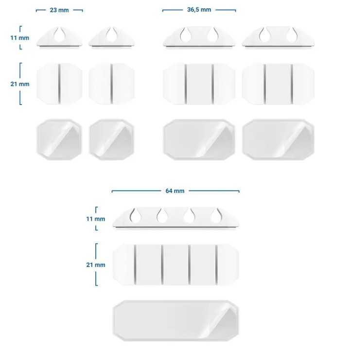 Set 5 organizatoare cabluri cu adeziv albe MK5539 deleyCON