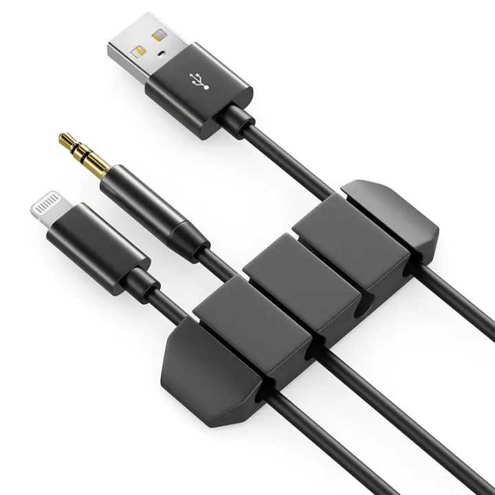 Set 5 organizatoare cabluri cu adeziv negre MK5540 deleyCON