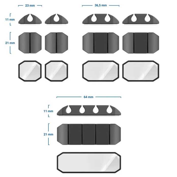 Set 5 organizatoare cabluri cu adeziv negre MK5540 deleyCON