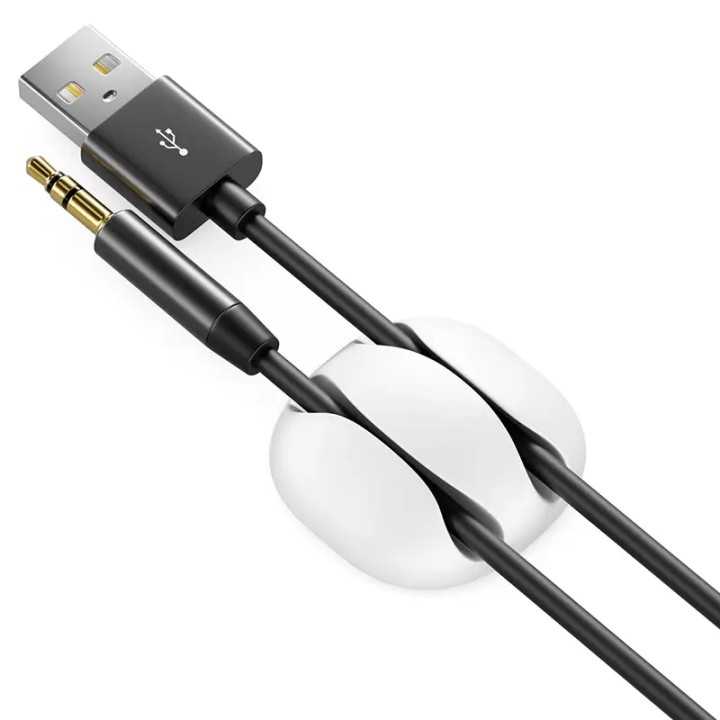 Set 6 organizatoare cabluri cu adeziv negre MK5542 deleyCON