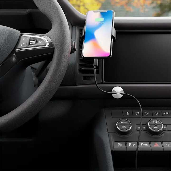 Set 5 cleme organizatoare cabluri cu adeziv albe MK5544 deleyCON