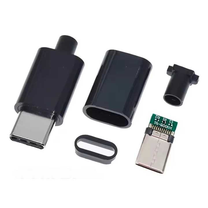 Mufa USB-C 3.1 5pin tata slim carcasa din plastic pentru montare pe cablu