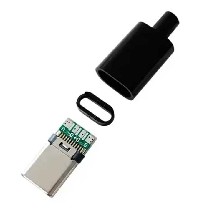 Mufa USB-C 3.1 5pin tata slim carcasa din plastic pentru montare pe cablu