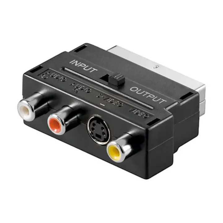 Adaptor Scart la 3x RCA si Svhs cu comutator IN/OUT