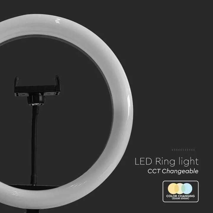 Selfie LED 7W 3200-5500K Ring Light 10" 3in1 cu alimentare USB V-tac SKU-23048