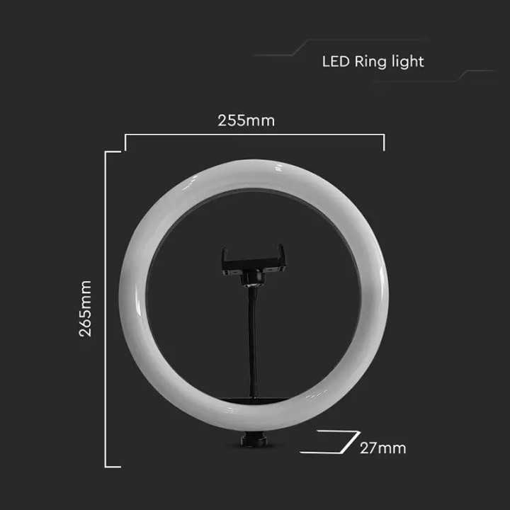 Selfie LED 7W 3200-5500K Ring Light 10" 3in1 cu alimentare USB V-tac SKU-23048