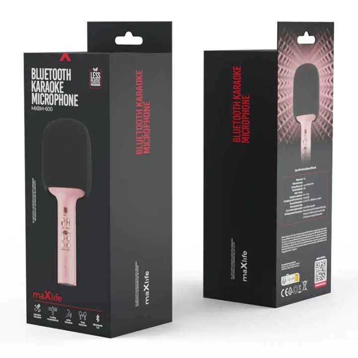 Microfon Karaoke Bluetooth cu difuzor incorporat roz maXlife MXBM-600 OEM0200494
