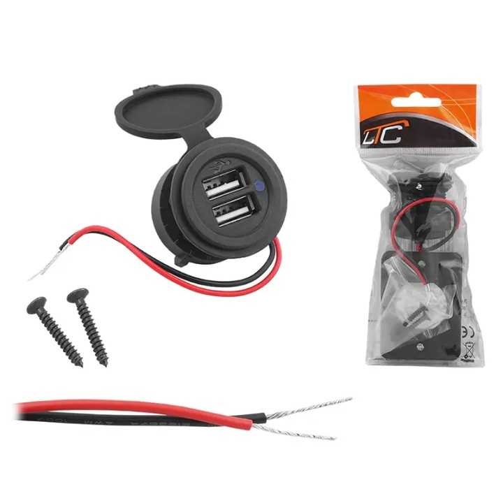Priza auto 12V/24V 2x USB 5V /2.4A 60x45x40mm LTC LXG522