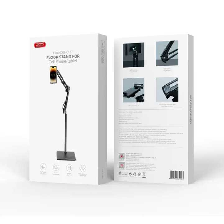 Suport portabil max. 1.35m pentru smartphone cu brat reglabil negru XO-C137