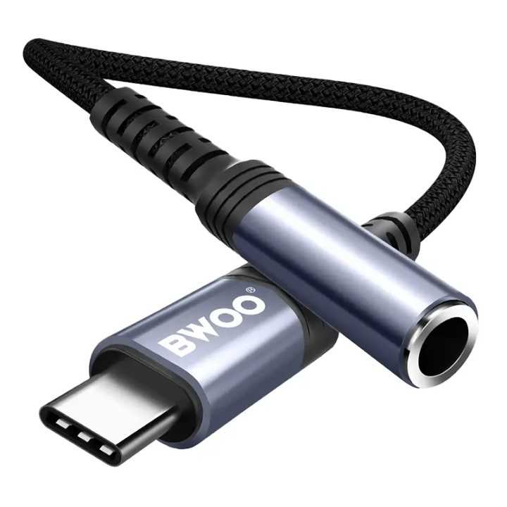 Adaptor audio USB-C tata - JACK 3.5 mm mama 10cm negru BWOO BO-BZ47
