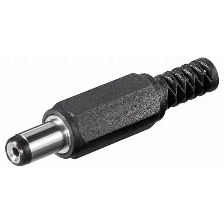 Mufa alimentare DC tata pe cablu 6.3x1.3 mm cu protectire cablu negru GBC 29.0483.00