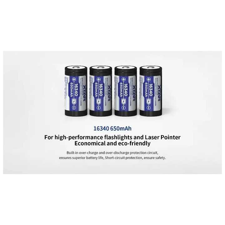 Acumulator XTAR 16340 3.7V 650mAh Li-ion protectie PCB /terminal cu varf 16340 650MAH KT (WITH PCB)