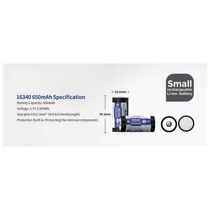 Acumulator XTAR 16340 3.7V 650mAh Li-ion protectie PCB /terminal cu varf 16340 650MAH KT (WITH PCB)