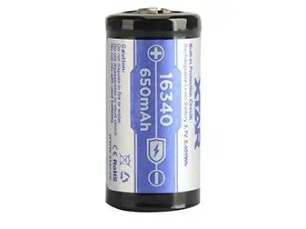 Acumulator XTAR 16340 3.7V 650mAh Li-ion protectie PCB /terminal cu varf 16340 650MAH KT (WITH PCB)