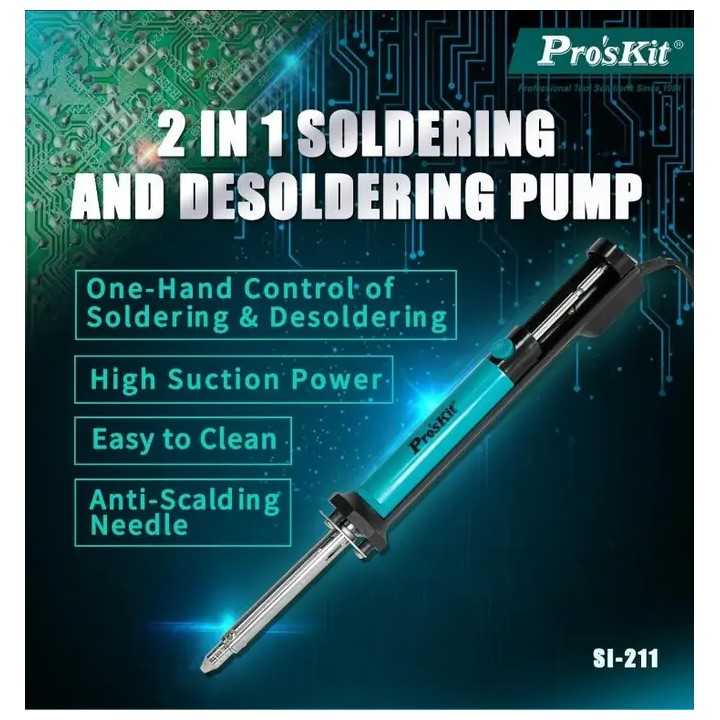 Ciocan de lipit si pompa de fludor pentru dezlipit 2in1 40W 27cm SI-211B Pro'sKit