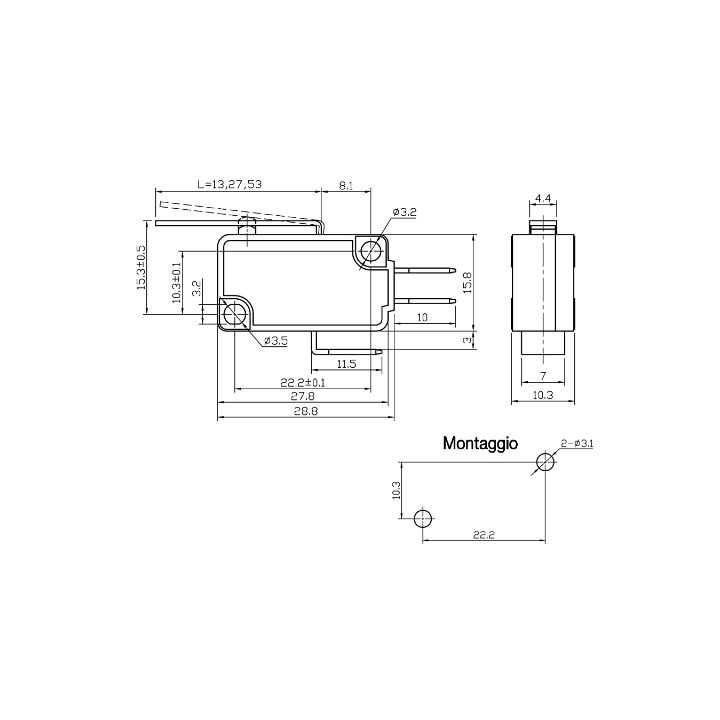 Switch diverter 16A 250V 3 pini faston 4.8mm GBC 24.2863.06