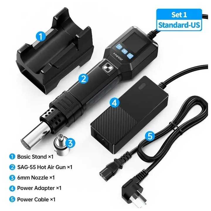 Pistol cu aer cald 550W pentru dezlipit FNIRSI SAG-55 S