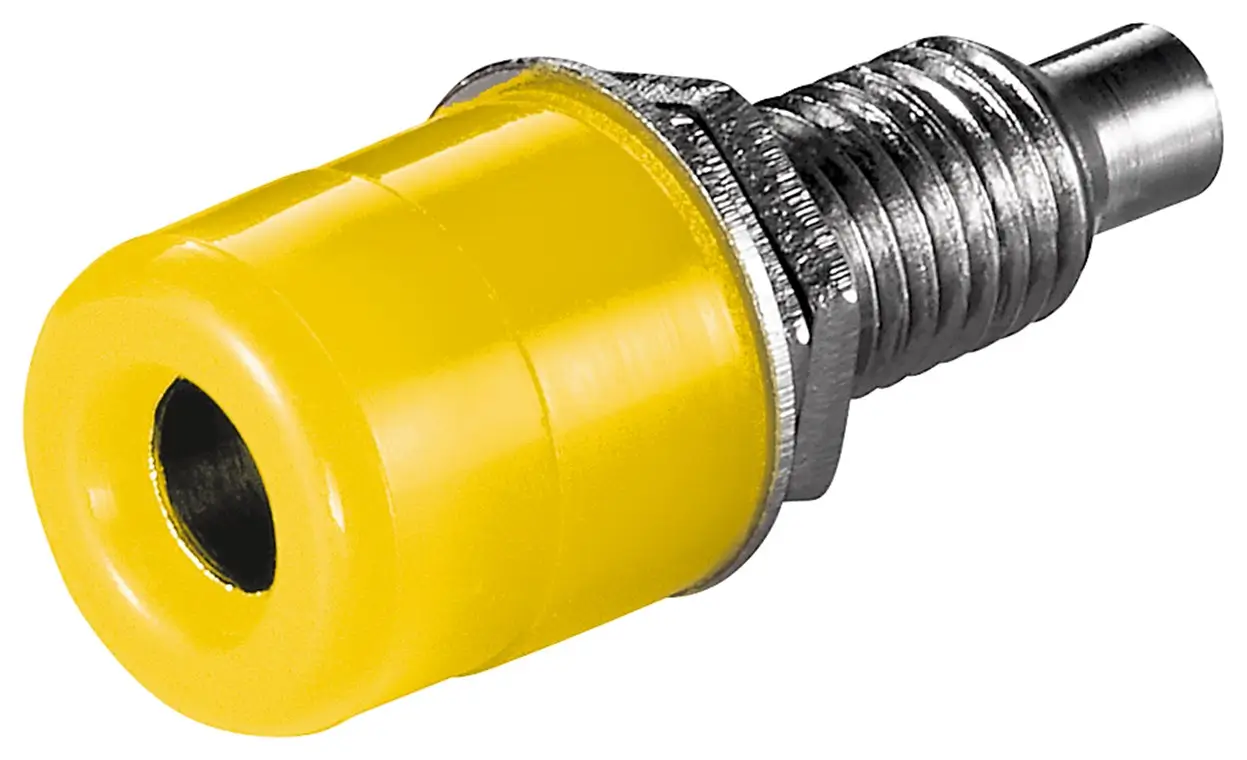 Priza banana galbena 4mm pentru montare pe panou cu lipire Goobay 11672