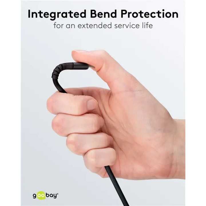 Cablu extrem de flexibil din silicon si textil 3m USB-C 3.1 - USB-A 3.0 Supersoft cu mufe metalice 3A 15W Goobay 74528